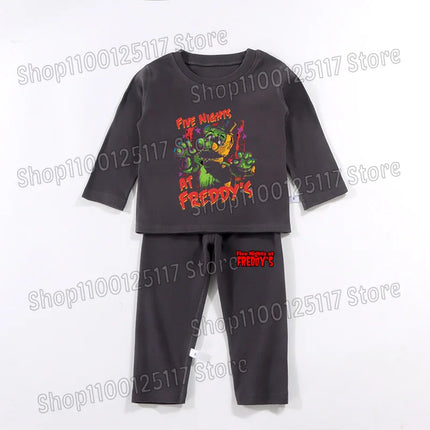 FNAF Pajamas Pants Set Children Thermal Underwear Suit Anime Five Nights at Freddy's Cool Clothing Suits Boys Girls Loungewear Gift