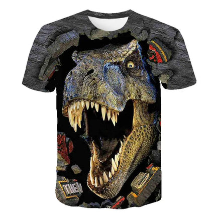 2024 Summer Children 3D Cartoon T-shirt for Boy Animal Printing Dinosaur Shark Boys T Shirt Girls Tops Tees Cartoon Kids Clothes