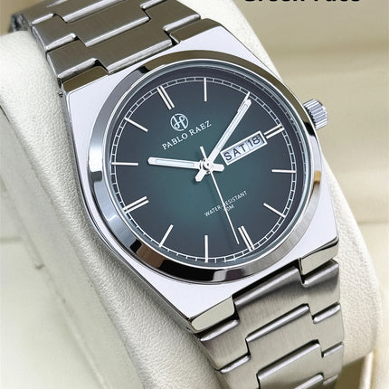 PABLO RAEZ Luxury Quartz Men's Wristwatch Men Watches Waterproof Luminous Date Week Stainless Steel Men's Watch Male Reloj+box