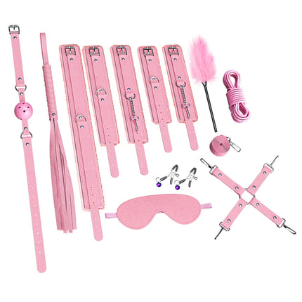 Sex Toys BDSM Bondage Kits Genuine Leather Restraint Set Handcuffs Collar Gag Vibrators Sex Toys For Women Couples Adult Games