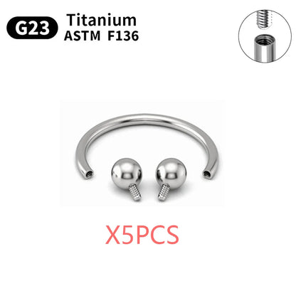 Wholesale 5/50PCS G23 Titanium Eyebrow Piercing Nose Ring Septum Helix Cartilage Piercing C rod Body Jewelry For Women
