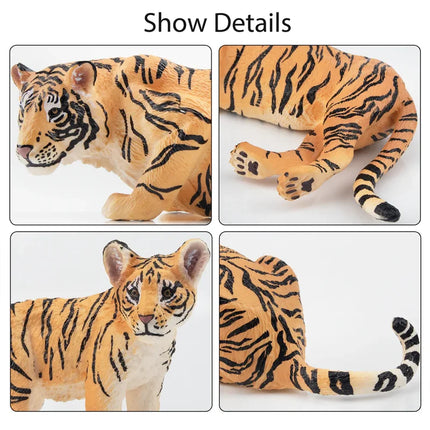 6Pcs Simulation Tiger Family Wildlife Animals Model Toy Mini Tigers Figures Dolls Action Figurines Toys for Children Set Gift