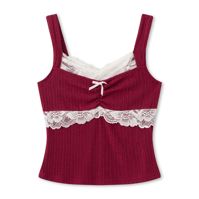 Women Grunge Coquette Summer Tops Y2K Cute Core Vintage Aesthetic Fairy Shirts 2000s Lace Trim Tank Top Downtown Girl Clothes