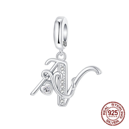 Hot Sale Charms Beads 925 Sterling Silver Solid Color Letter Family Forever Tree of Life Zircon Beads Fit DIY Bracelets Jewelry