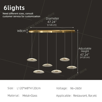 Dining room pendant light Modern villa dining room Kitchen pendant light designer glass Multi-head Hanging Lamp pendant light