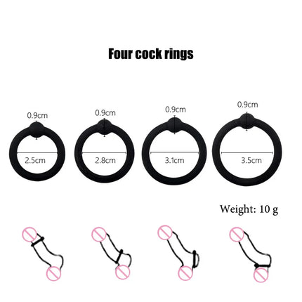 Set of 3-4 Silicone Semen Lock Ring Multiple Circular Models Safe Odorless Cock Ring for Men Persistent Stimulation Sex Toys