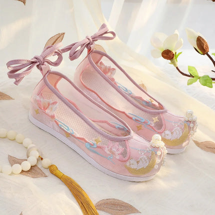 Chasing Moon Hot Sale Of The Season New Style Ming Dynasty Hanfu Shoes National Style Upturned Head Cotton Shoes Ancient Wedding