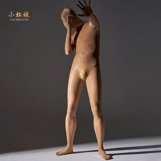 Ultra-thin Horse Oil Stockings Full Body Shiny Tight Bodysuit Anti-snag Pantyhose Sexy Backless Five-finger Black Stockings for