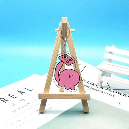 Anime Takopi’s Original Sin Cosplay Keychain Kawaii Pink Octopus Acrylic Pendant Key Chain Keyring Bag Accessories Prop Gift