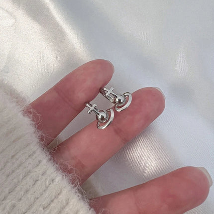 1Pair Korean Style Cross Cosmic Planet Saturn Stud Earrings Vintage Metal Earrings For Women Wedding Party Fashion Jewelry Gift