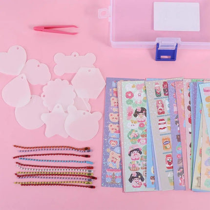 Goo Card Sticker Set Hand Account Material Guka Sticker Set DIY Handbook Material Sticker DIY Keyring DIY Keychain Making Kit