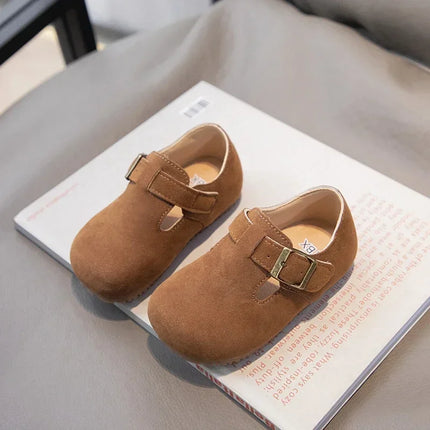 Boys Girls Flat Shoes Retro Non-slip Sweet Kids Moccasins Soft Sole 2024 New Fashion Children Leather Shoes Hook&loop Elegant