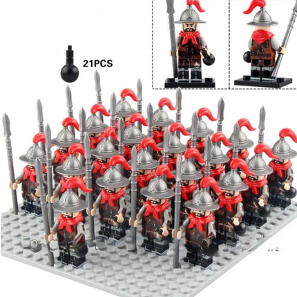 21PCS Medieval Ancient Roman Warrior Series Spartan 300 Warrior Children's Building Block Toys DIY Micro Scene Ornaments