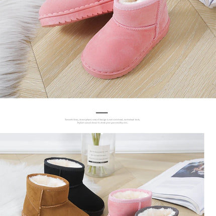 Children Snow Boots for Boys Girls Little Toddler Kids Thermal Boots Ankle Warm Classic Suede Flock Fabric Fashion Autumn Winter