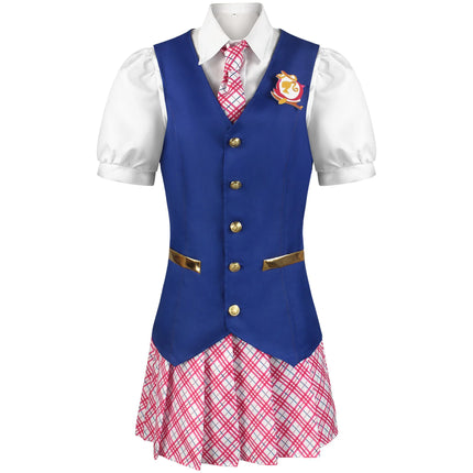 Charm Princess Movies Cosplay Costumes Women Beauty Queen Outfit Girls School Uniform Blue Vest Skirts Halloween Carnival Suit