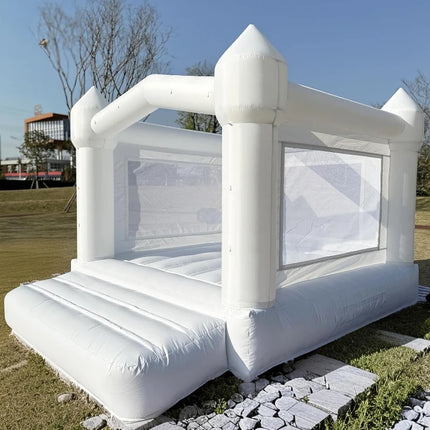 White Bounce House For Kids 4*3*2.6M Bouncy House White For Children Inflatable Jumping Castle With Blower Slide 5-8 Kids