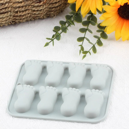 8 Cavity Baby Foot Prints Silicone Molds Fondant Candy Chocolate Mould Cute Footprint Shaped Baking Molds for Cake Decoration