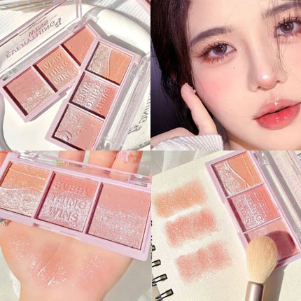 Secret Garden three-color blush eye shadow almond milk tea nude makeup natural color enhancement long-lasting powder