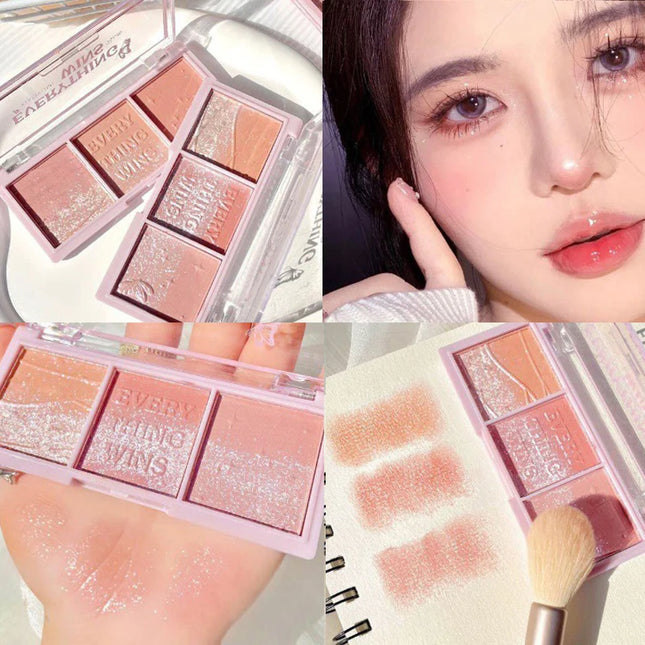 Secret Garden three-color blush eye shadow almond milk tea nude makeup natural color enhancement long-lasting powder