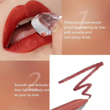 BEAUTY GLAZED 2 Pcs  Lip Liner Set Long Lasting Waterproof Lipliner Matte Velvet Lipstick Pen Lip Makeup Cosmetic Smudgeproof