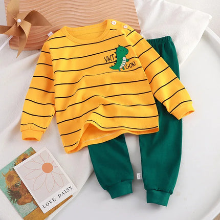 Multi Color Cute Cartoon Bear Print Toddler Baby Suits Tops Hoodie and Pants Comfortable Baby Sets for 1-8Y Kids Clothing Sets