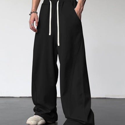Men's Straight Sweatpants Wide Leg Track Pants Sports Baggy Pants Breathable Outdoor Jogging Pants Fashion Streetwear Trousers