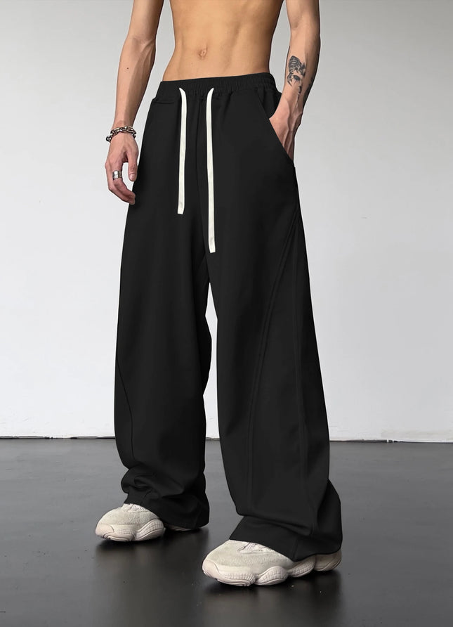 Men's Straight Sweatpants Wide Leg Track Pants Sports Baggy Pants Breathable Outdoor Jogging Pants Fashion Streetwear Trousers