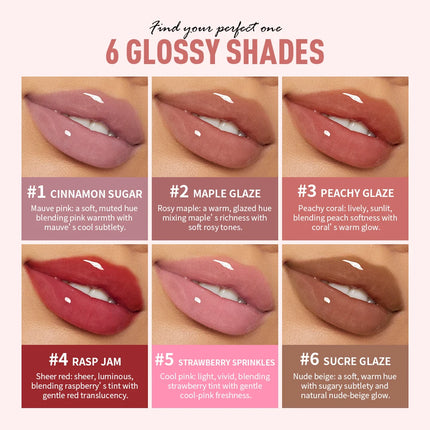 6 Colors Lip Gloss Glowy Balm Tinted Lip Moisturizer Repairing Nourishing Lip Tint Glow Liquid Lip Gel Hydrating Lips Care