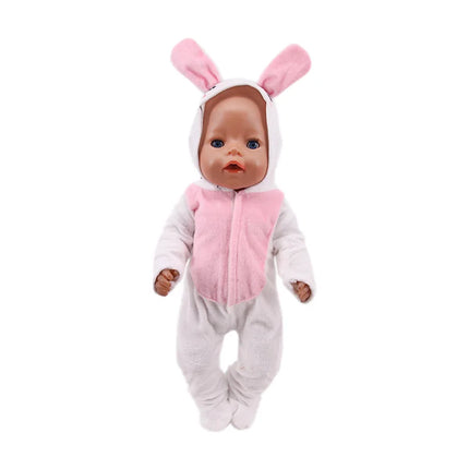 Summer Short Sleeved Set Animal Pattern Jumpsuit Pajamas For 43cm Baby Doll&18inch American Doll Accessories,Our Generation Gift
