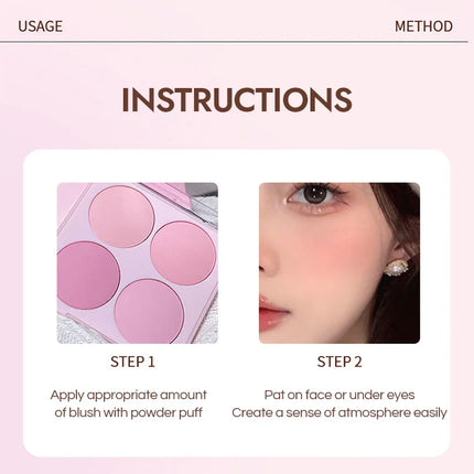 4 Colors Blush Powder Face Makeup Set Mixed Sweet Warm Colors Matte Cheek Powder Facial Beauty Cosmetic Makeup Blush