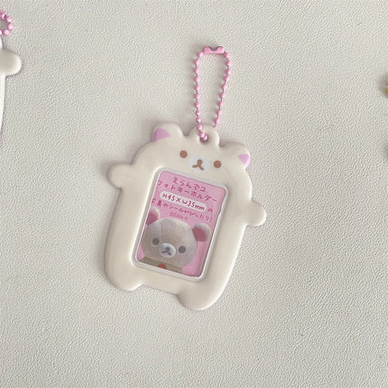 Japanese Style Kawaii Cartoon Bear  Photo Card Holder Keyring Cute Bear K-Pop Idol Keychain For 2 Inch Photo School License Case