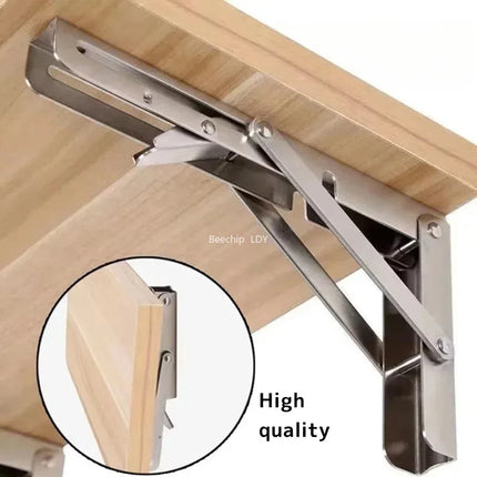 2PCS Heavy Duty Folding Shelf Brackets, Metal Triangle Wall Mounted Collapsible Angle Bracket for Table, Workbench, Desk