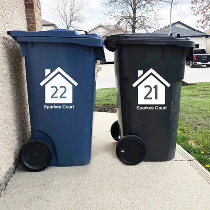 3Pcs Wheelie Bin Vinyl Sticker Custom Street House Number Container Stickers Waterproof Removable Outdoor Trash Stickers