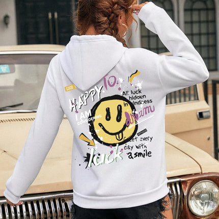 Interesting Graffiti Printing Women Hoodie Fashion Street Hoody Casual Versatile Sweatshirt Autumn Fleece S-Xxl Female Clothing