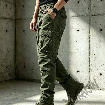 Cotton Men Cargo Pants Khaki Casual Men Tactical Joggers Cargo Multi-Pocket Fashion Black Army Light gray Trousers Work Wear