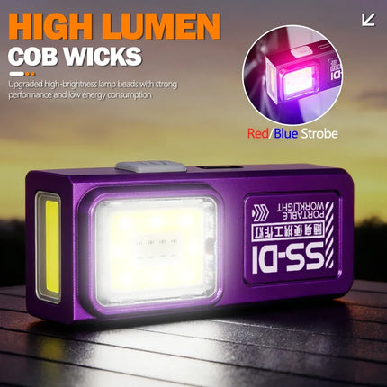 Mini Portable Rechargeable LED Torch Light, Waterproof Outdoor Work Pocket Flashlight with Clip Magnet Compact LED Flashlight