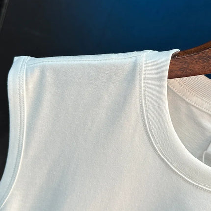 2025 Summer New Sports Fitness Loose Sleeveless Tank Top Men's Sweat Absorbing Trendy Printed T-shirt