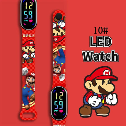 Mario Bros Children's Watches Action Figures Luigi Princess Peach Yoshi Bowser kids Sport Wristband Waterproof Digit