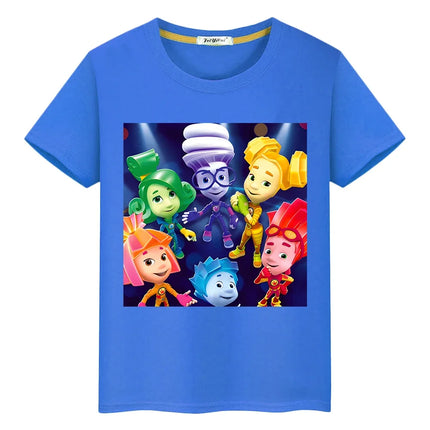 Russian The Fixies cartoon T-shirt 100%Cotton Short Tops y2k one piece anime Tees boys girls clothes Summer Casual kids clothes