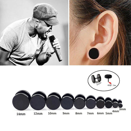 2Pcs/1Pair Gothic Stainless Steel Screw Dumbbell Stud Earrings For Women/Men Hip Hop Rock Hypoallergenic Punk Jewelry