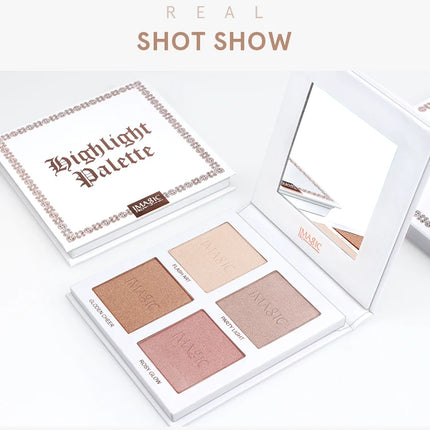 IMAGIC 4-Color Highlighter&Contouring For Face Bronzer Face Makeup Combination Palette Long-Lasting Brighten Skin Cosmetics