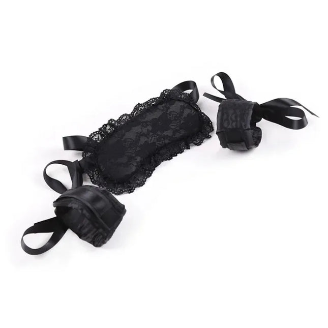 Sexy Lace Eye Mask Blindfold Handcuff Set Couple Exotic Accessories Restraint Adult Games Flirting Outfits Accessories Sex Toy