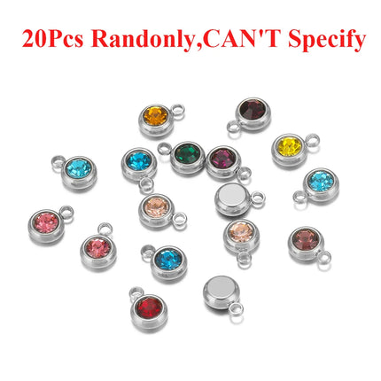 20pcs Stainless Steel 6mm Gold Rhinestone Beads Crystal Charms Zircon Pendants for DIY Necklace Bracelet Jewelry Making Findings