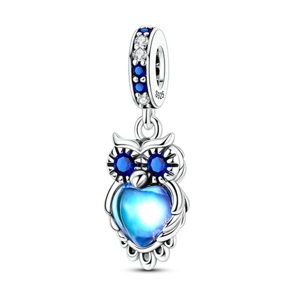 Blue Series 925 Sterling Silver Owl Butterfly Pirate Ship Car Beetle Clogs Charm Fit DIY Bracelet Necklace Fun Matching Gifts