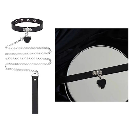 Sexy Leather Heart Necklace Collar Set with Leash for Women BDSM Cosplay Bondage Accessories Couple Role Play Game Props