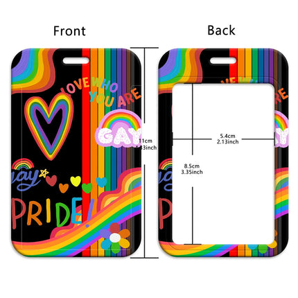Rainbow Pride Credential Holder Heart Lanyards for Key Neck Strap For Card Badge Gym Keychain Keyring Accessories Gifts