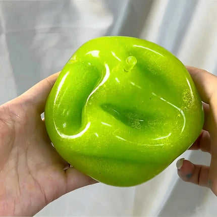 Green Apple Slushie Squishy Fidget Toy Crunchy Moldable Non-Bounce Sensory Stress Reliever Medium Grip Strength Slow Rising Gift