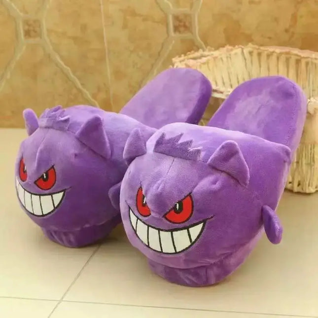 New Gengar Anime Figure Plush Slippers Funny Tongue Out Design Soft Sole Cute Cozy Winter Warm Indoor Couple Home Slippers Toy