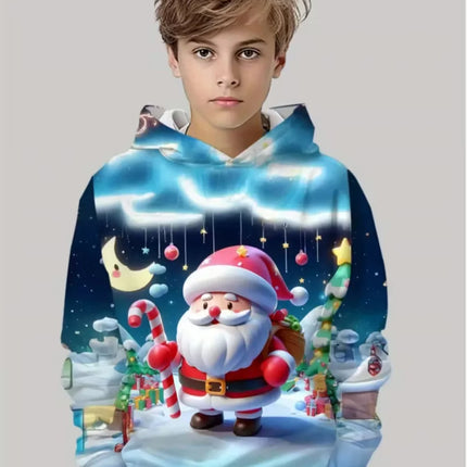 New Christmas Hoodies for Kids Sweatshirts New Year Fashion Sweatshirts Casual Streetwear Santa Claus Kids Clothes Children Top