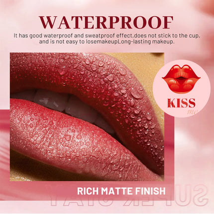 12 pieces of matte liquid lipstick+lipliner set, pigment velvet nude color waterproof long-lasting lip gloss makeup gift set